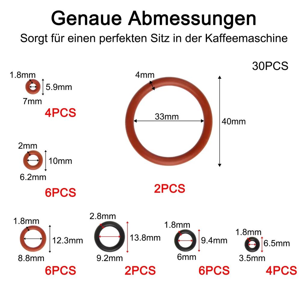 30 Stück O-Ring Dichtungsring Dichtungen Silikon O-Ring Dichtungen Für SAECO Kaffeemaschine Dampfventil Wasserauslassventil Zubehör