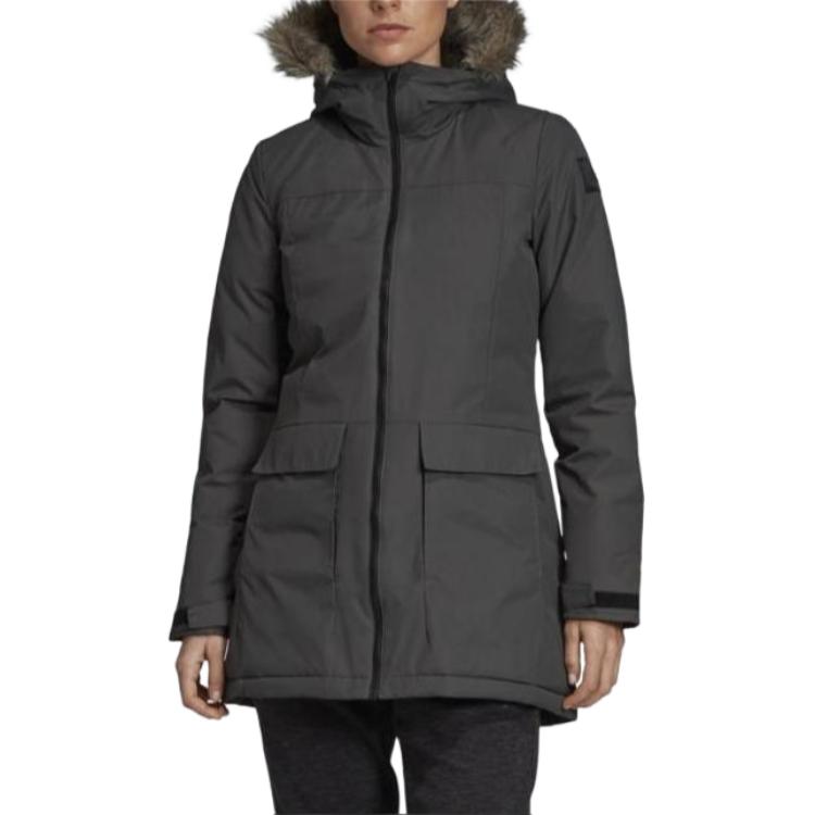 adidas Fashionable Comfortable Warm Hooded Long Sleeve Down Jacket Women Outerwear Black DZ1498