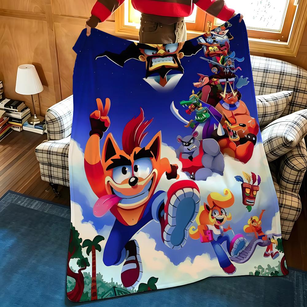 Game C-Crash B-Bandicoot Throw Flannel Cozy Print Blanket, Portable, Durable Machine Washable cute Cool