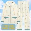 Pajamas women spring and autumn new long-sleeved outer wear Korean version of sweet loungewear cardigan lapel set