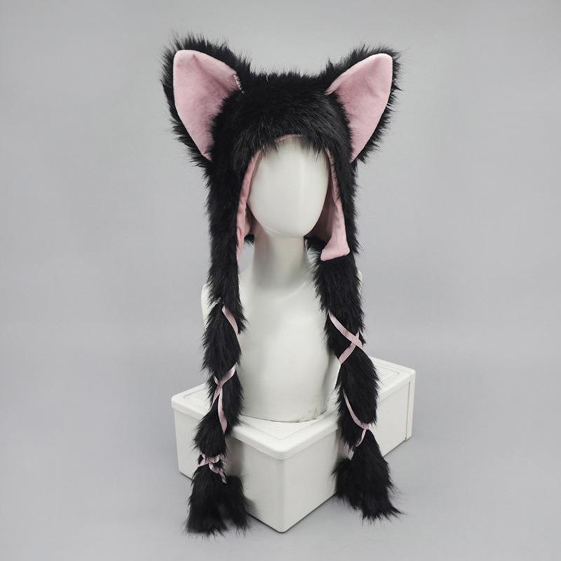 Animation peripheral cute cat hat yk ear hat two-dimensional autumn and winter versatile fried plush warm hat