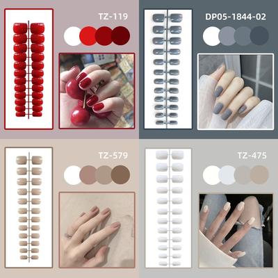 24pcs Detachable Glossy Wearable Fake Nails Full Cover Press Wearable False Nails Nail Tips  Women