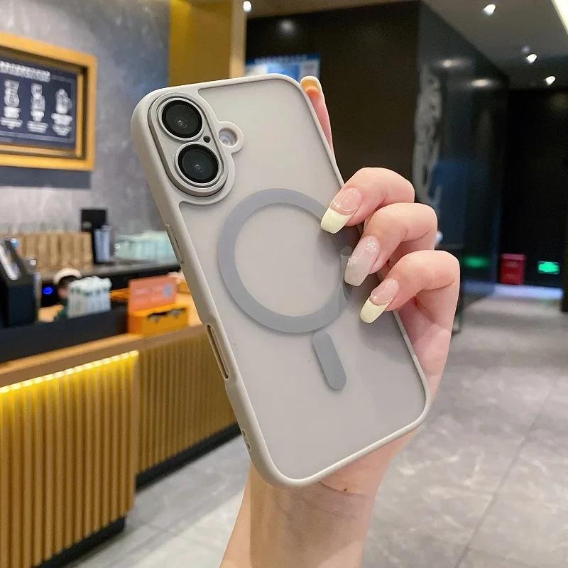 Luxury For Magasfe Wireless Charging Magnetic Matte Case for iPhone 16 15 14 Plus 13 12 11 Pro Max Shockproof Armor Bumper Cover