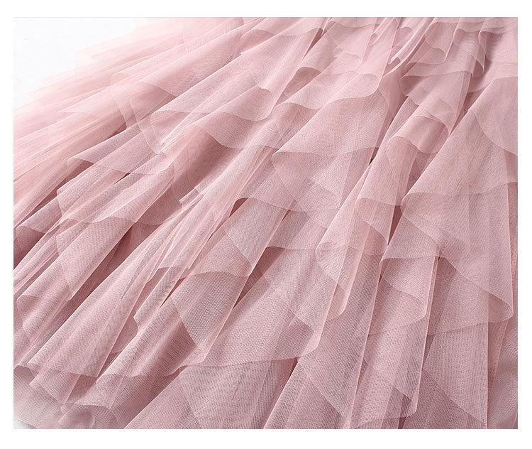The Korean Version of the Elastic Waist Is Fashionable and Versatile, Showing Thin Mesh Stitching, Irregular Midi and High-waisted Skirts