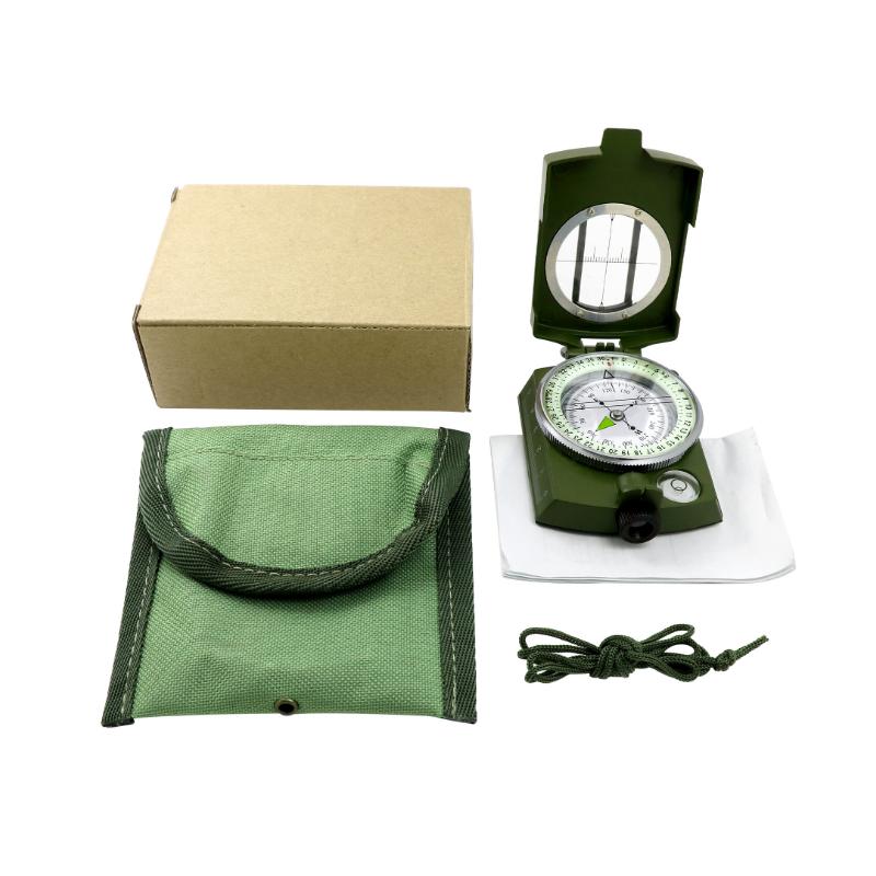 JSJM Multifunctional Compass All Metal Waterproof High Accuracy Compass with Bubble Level for Outdoor Activities армия зеленый