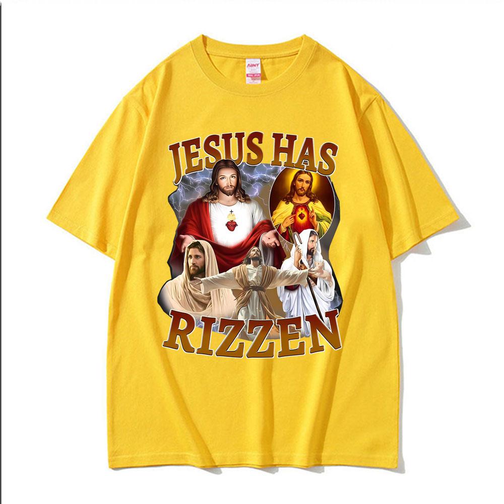 Lustiges Jesus ist auferstanden Jesus Cool Lustiges Grafik-T-Shirt Unisex Damen Komfort Oversize-T-Shirts Gothic Kleidung Kurzarm-T-Shirt