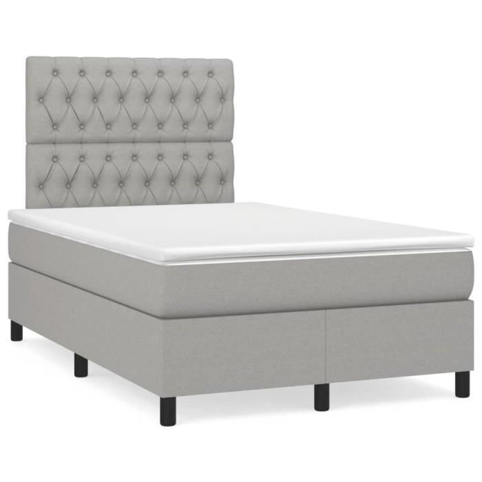 3142001 vidaXL Divan Bed with Mattress Light Grey 120x200cm Fabric
