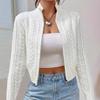 Short Zip-Up Knit Cardigan Women Fall Winter 2026 Slim Fit Casual Outerwear In Black White Burgundy Gray