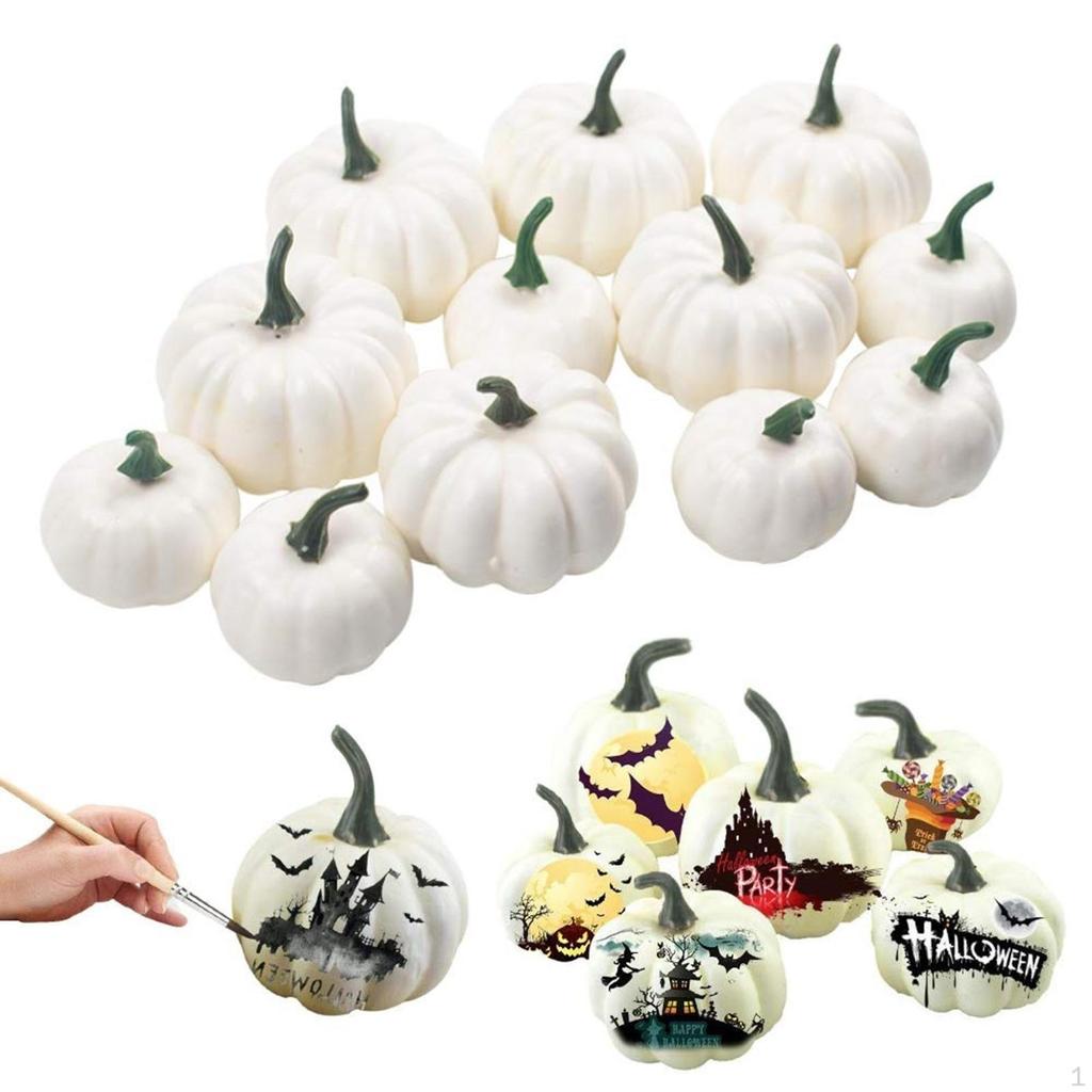 12Pcs Artificial White Pumpkins for Decoration, Pumpkins, Foam