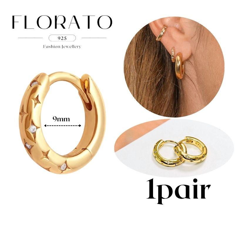 Perforation 925 Silver Ear Needle Minimalist Hoop Earrings Metallic Gold Earrings For Women CZ Fashion Jewelry