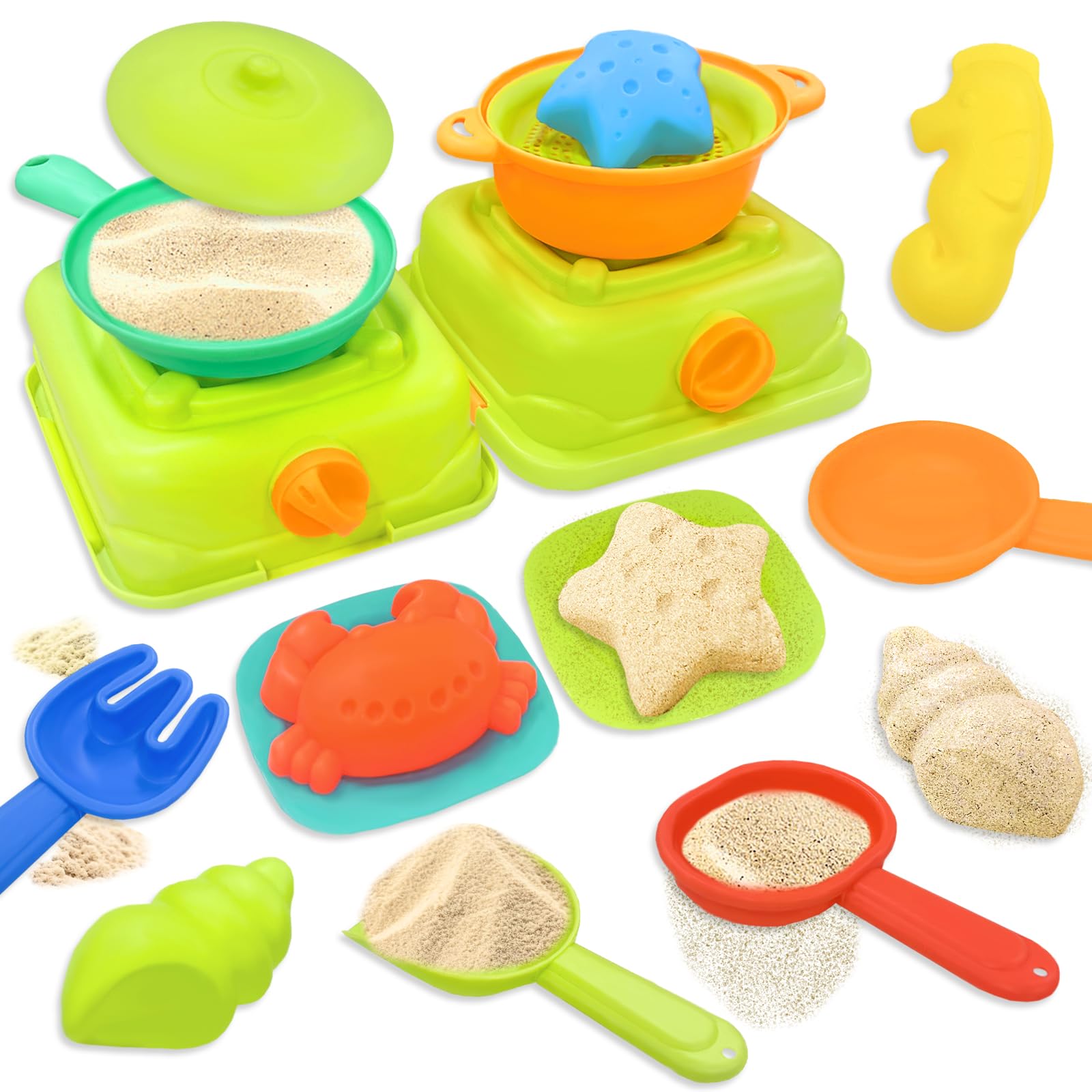 

VBACALA Игрушки для игры с песком 2в1 Набор для песочницы Лопатка Краб Ракушка Формочка Кухонный Магазин для готовки Ролевые игры Игрушки для песочницы Игра с песком Игра со снегом Игра с водой