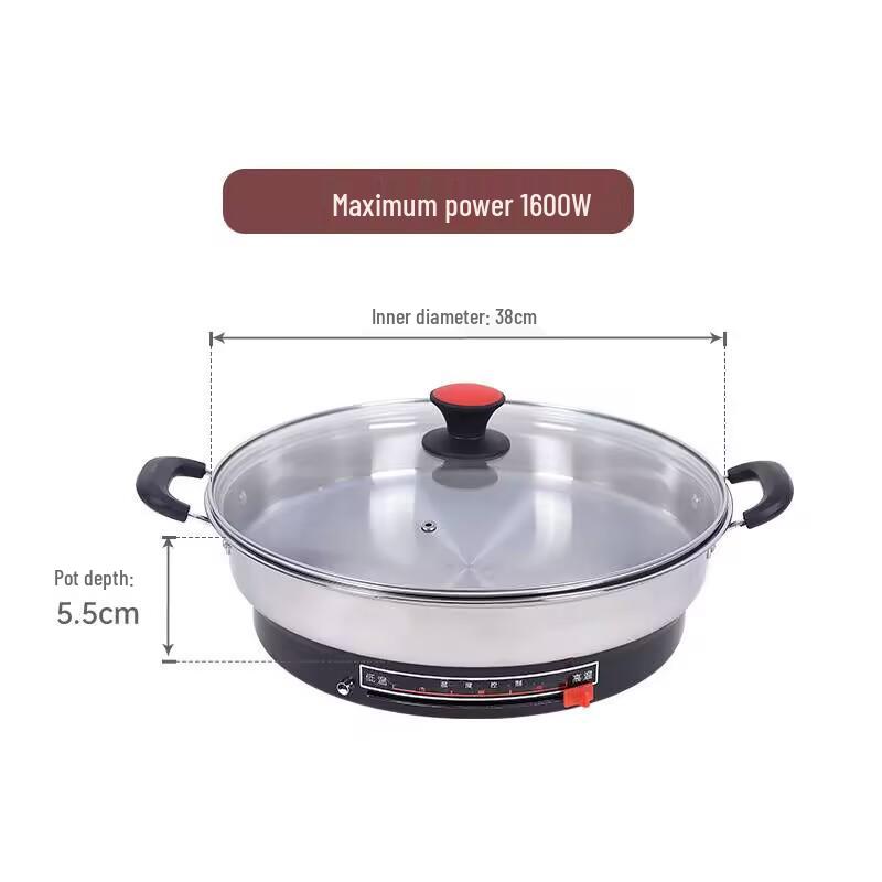 Stainless Steel Non-stick Electric Pancake and Frying Pan - Deepened and Enlarged Multi-functional Flat Bottom Grill Pan.