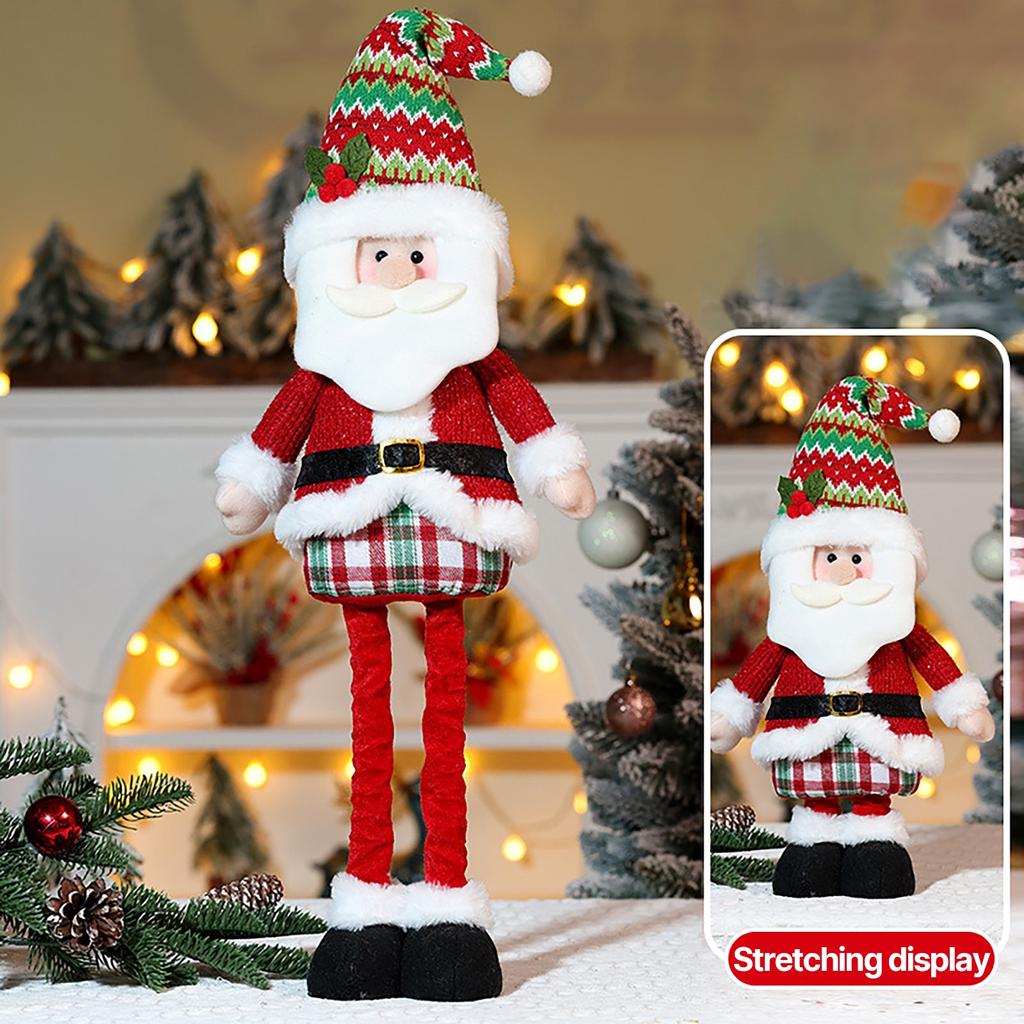 Christmas Telescopic Doll Ornaments Striped Plaid Snowman Elk Window Decorations Christmas Atmosphere Decoration