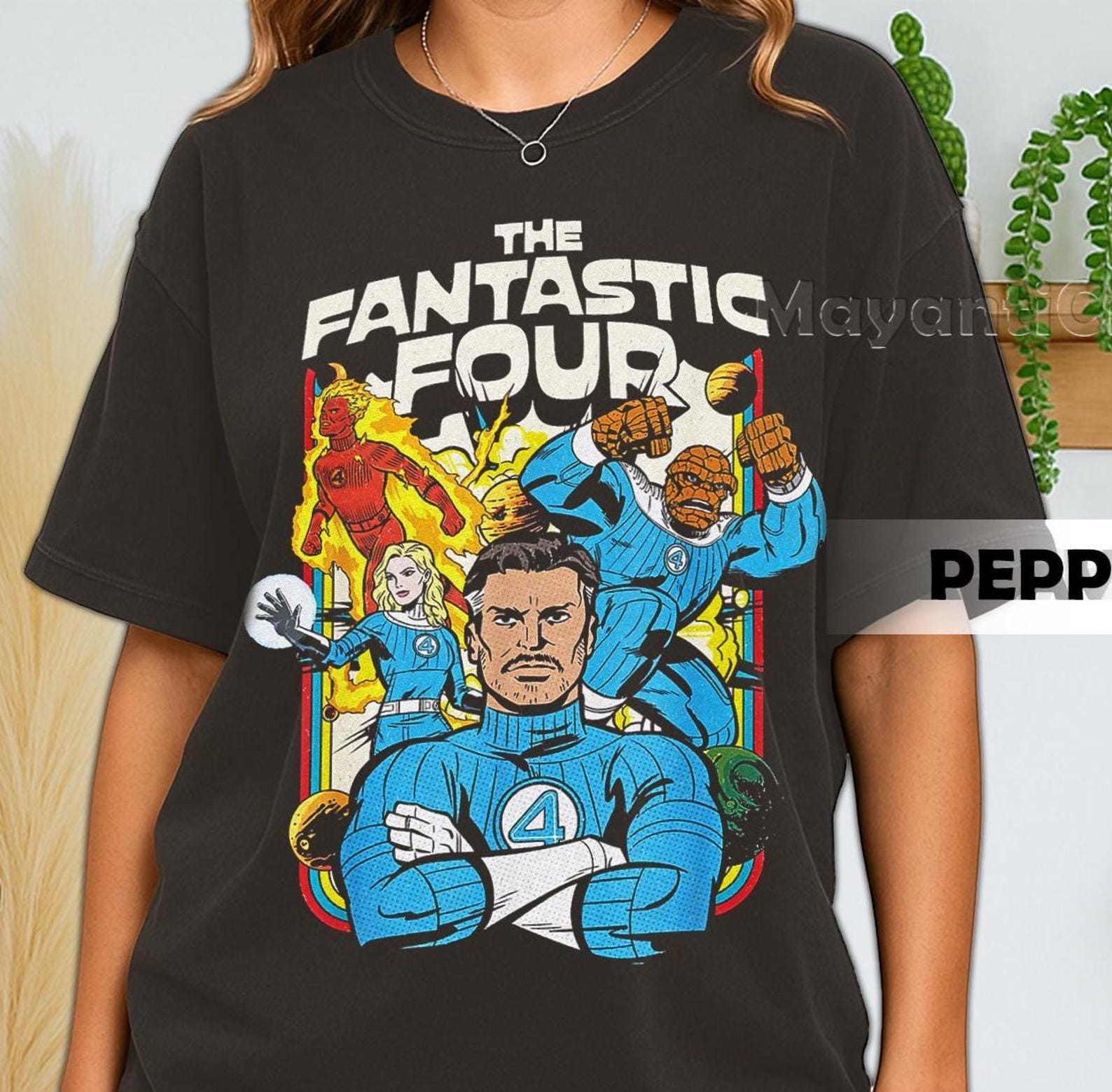 Retro 90 s Comfort Colors Fantastic Four T-Shirt, Marvels Fantastic Four First Steps MCU Fan Tee T-Shirt, Gift For Women and Man XL