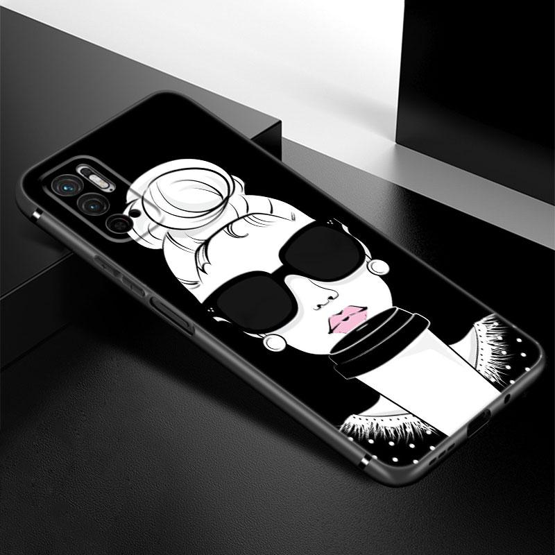 Girl Coffee Female Phone Case For Xiaomi Redmi Note 7 8 9 10 Lite 11 11E 11T 12 Pro 11S 4G 10T 5G 8T 9S 10S Soft TPU Black Cover