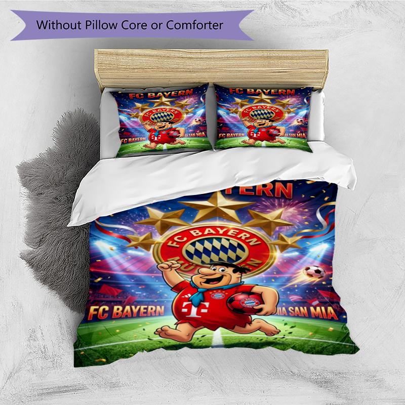 3pcs Duvet Cover Set (1*Duvet Cover + 2*Pillowcase, Without Core), FC Bayern Munich Print Bedding Set, Bedroom Decor, All‑Season, Gift