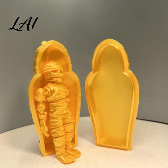 Ancient Egyptian Mummy Figurine 3D Printed Pharaoh Sarcophagus Set Articulated with Trendy Room Decor Storage Case Collectible Fidget Toy