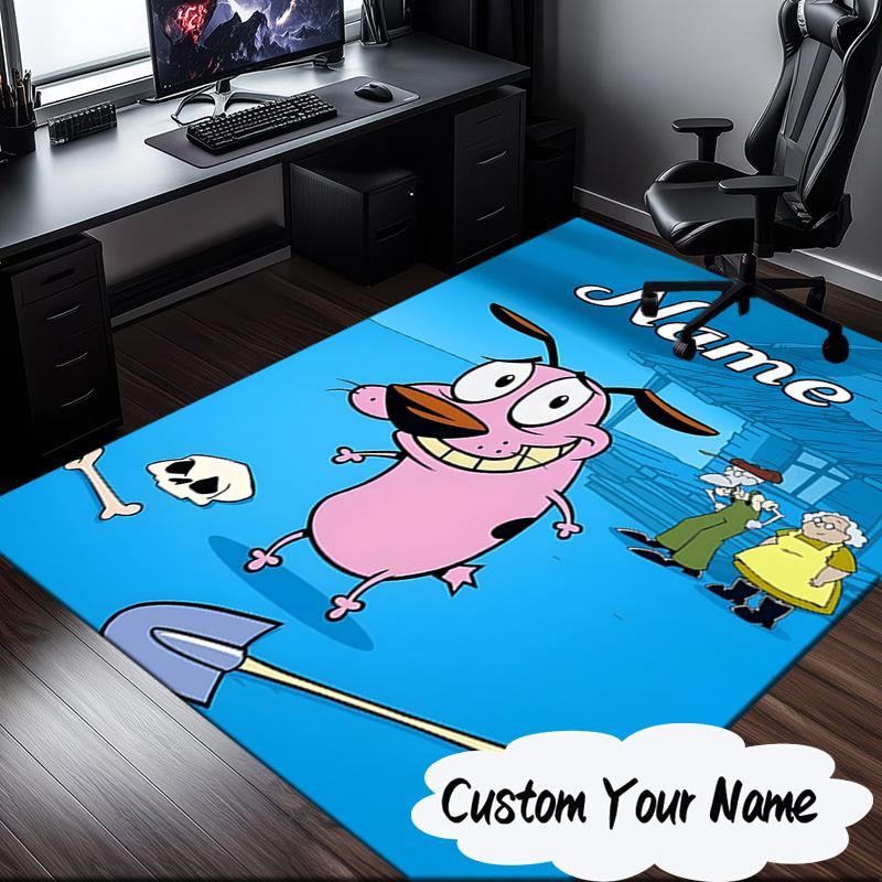 Custom Name Cowardly-Dog Adventure Carpet, Chair Rug,Area Rug for Office Bedroom living rooms bedroom, Doormat decor Christmas fan gifts