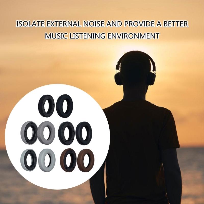 1Pair Earpads Protein Leather Ear Pads Ear Cushions Cover Memory Foam Earmuffs for Focal Clear Elegia Headsets