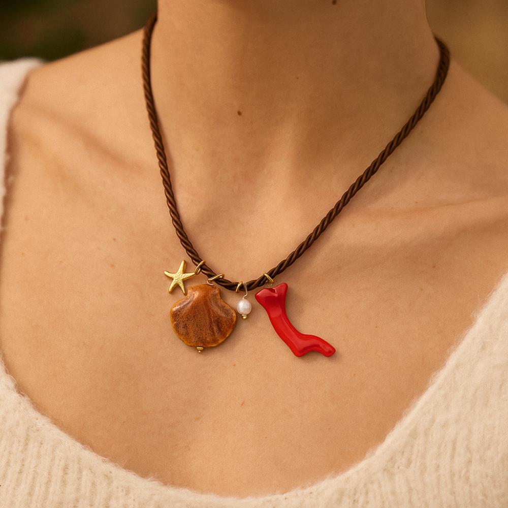 Necklace Set Resin Starfish Pendant Necklace Ethnic Style Dopamine Necklace  Girls