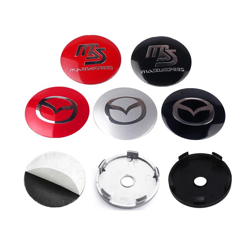 AAFA1 4pcs 56/60mm Car Badge Wheel Center Cover Hub Cap Stickers For Mazda Speed MS 2 3 5 6 7 323 RX8 Axela Atenza CX-3 CX-4 CX-5 CX-8