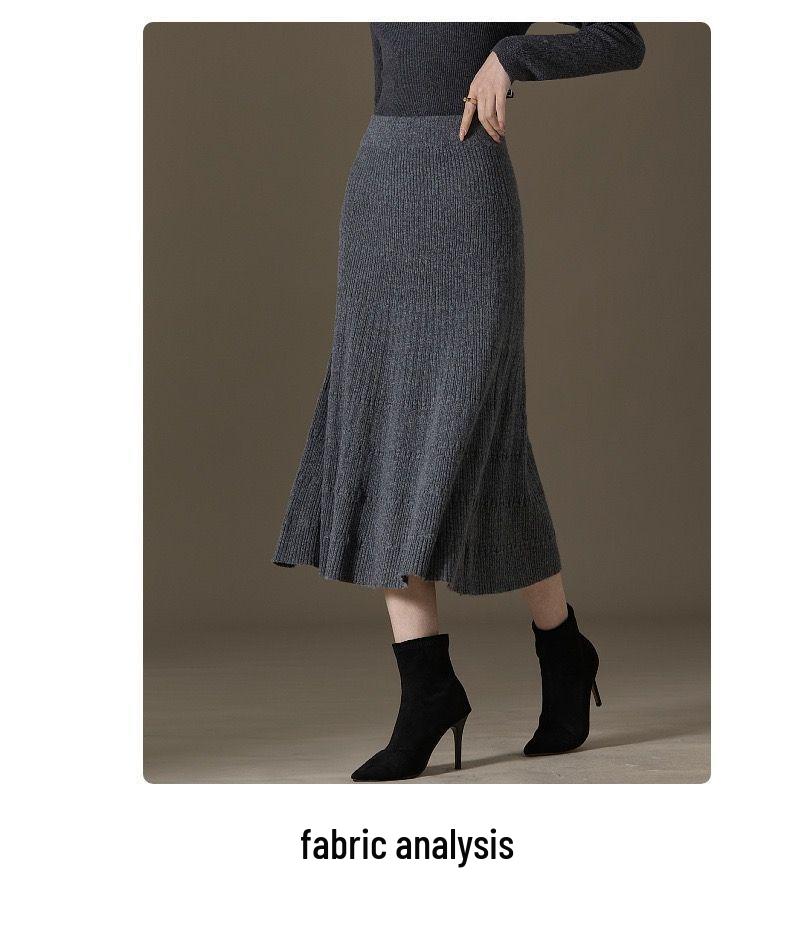 Autumn/Winter 2025 Pleated Midi Skirt - 100% Cashmere, Slimming, Solid Color, Versatile and Stylish.