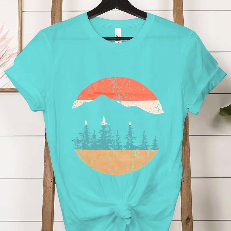 Vintage Adventure Mountain Graphic T Shirts Women Funny Nature Lover Gift Classic Tops Woman Adventure Outdoors Mountain Tshirt
