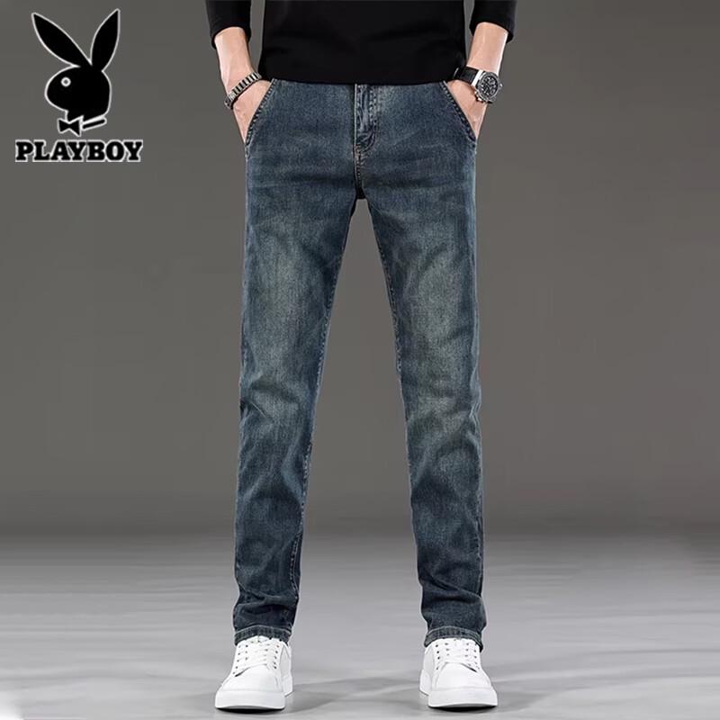 Playboy Men's Summer Thin Retro Straight-Fit Jeans