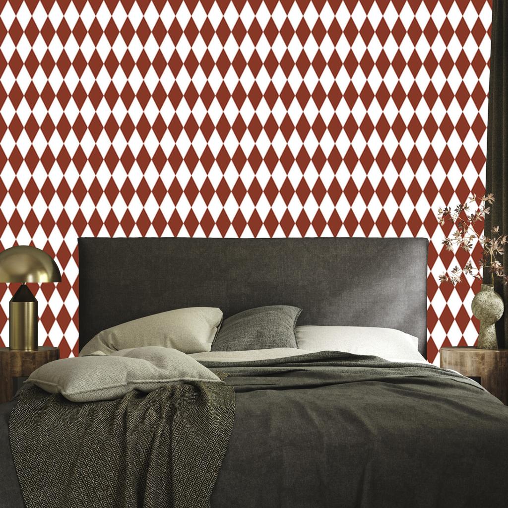 Harlequin Diamonds Wallpaper Red and White for Living Room and Bedroom 50x1000