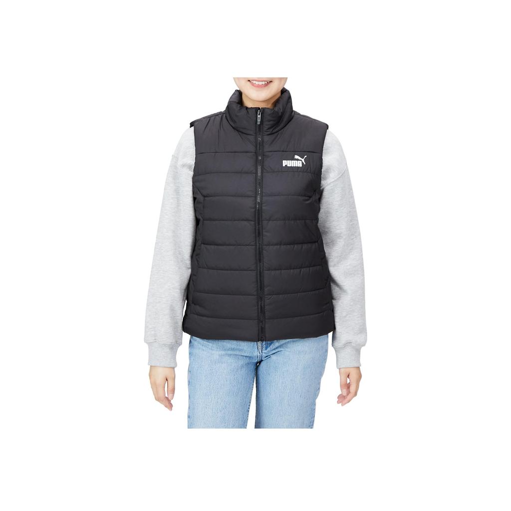 Puma Solid Color Logo Zip Stand Collar Short Vest Women vest Black 672276-01