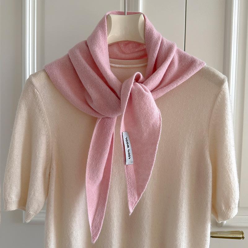 100 wool triangle scarf striped shawl headscarf knitted women's multi-functional small scarf scarf