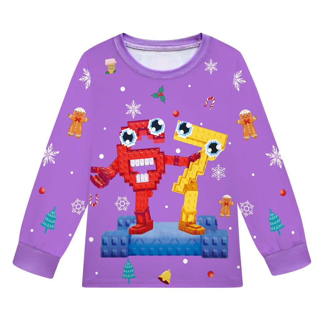 19703 Kinder Jungen Mädchen Steal a Brainrot 67 Six Seven Print Langarm T-Shirt Hose Pyjama Nachtwäsche Sets