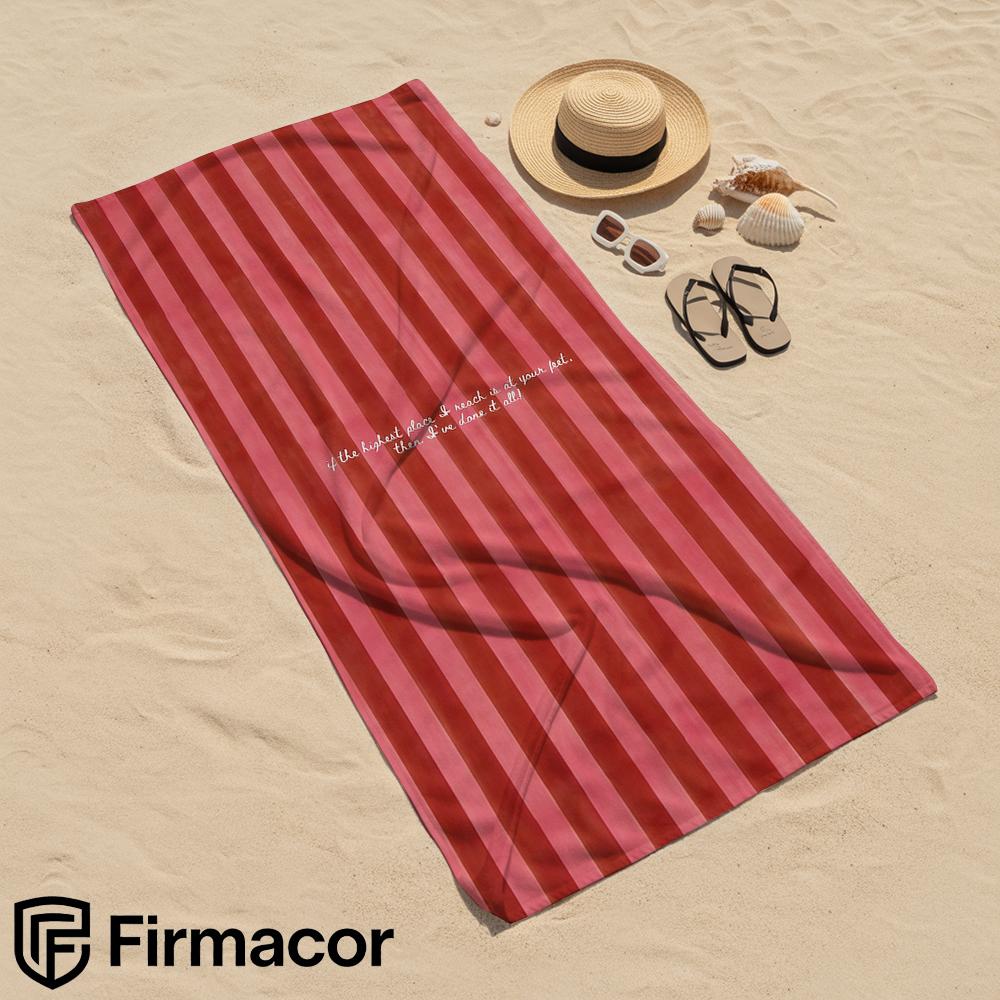 Red & Blush Stripe English Phrase Soft Portable Travel Towel Unisex Ultra Lightweight Oversized Sand Free Quick Dry Beach Towel