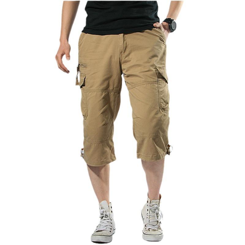 Herren Sommer Baumwoll-Overall mit lockerer Passform, mehreren Taschen und mittellangen Shorts für die Freizeit im Freien