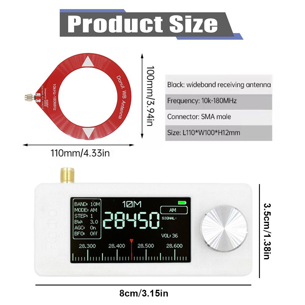 HF SW MW VHF SI4732 0.5-108mhz Portable Radio 1.9inch IPS Screen Pocket Mini Radio LSB USB AM FM All Band Radio with Antenna