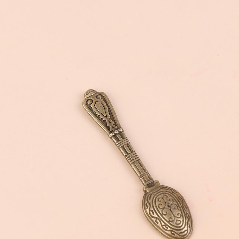 10Pcs/Set Vintage Mini Talheres Colher Casa de Bonecas Miniaturas Talheres Crianças Brinquedo Casa de Bonecas Decoração