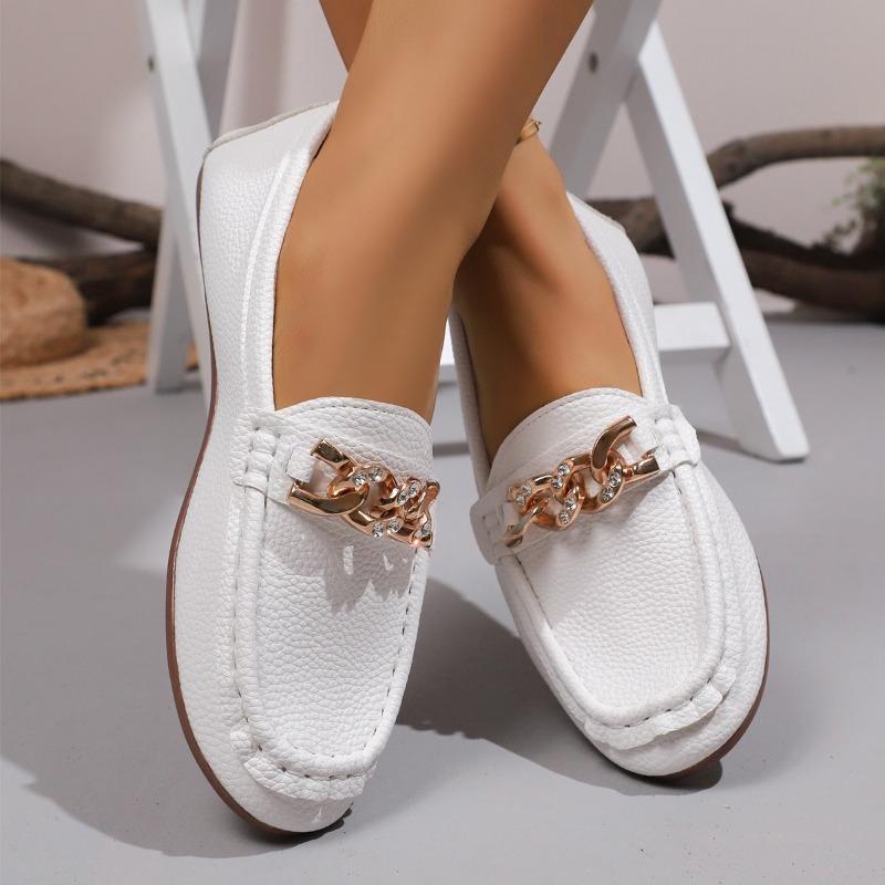 

Модная женская обувь 2025 Бренд Слипоны Женские балетки Модная металлическая отделка Повседневные Большие размеры Легкая Мягкая подошва Балетки Низкий каблук Zapatos 43