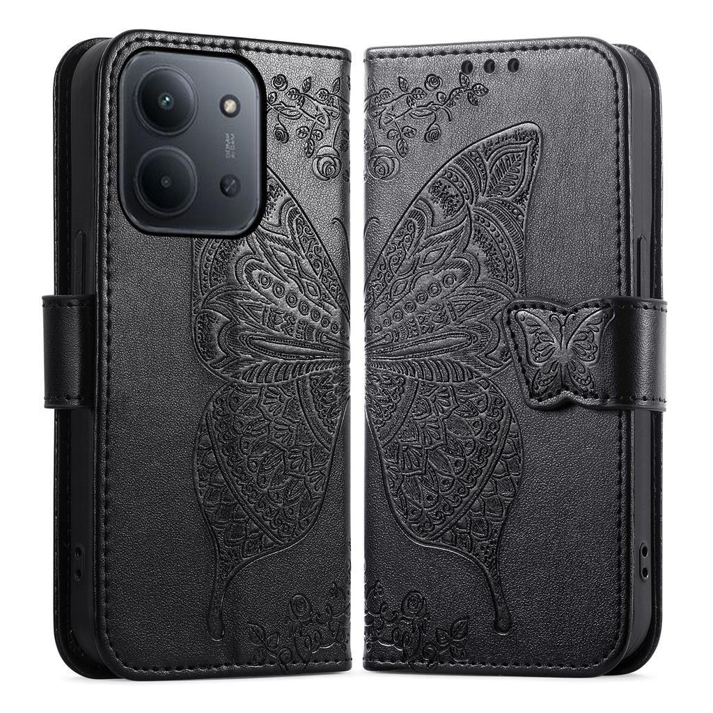 Phone Case For Xiaomi Poco C85 4G (173mm) / Redmi 15C 4G (EU) (173mm) / 15C 5G (EU) (173mm) with Strap Butterfly Pattern PU Leather Wallet Phone Cover