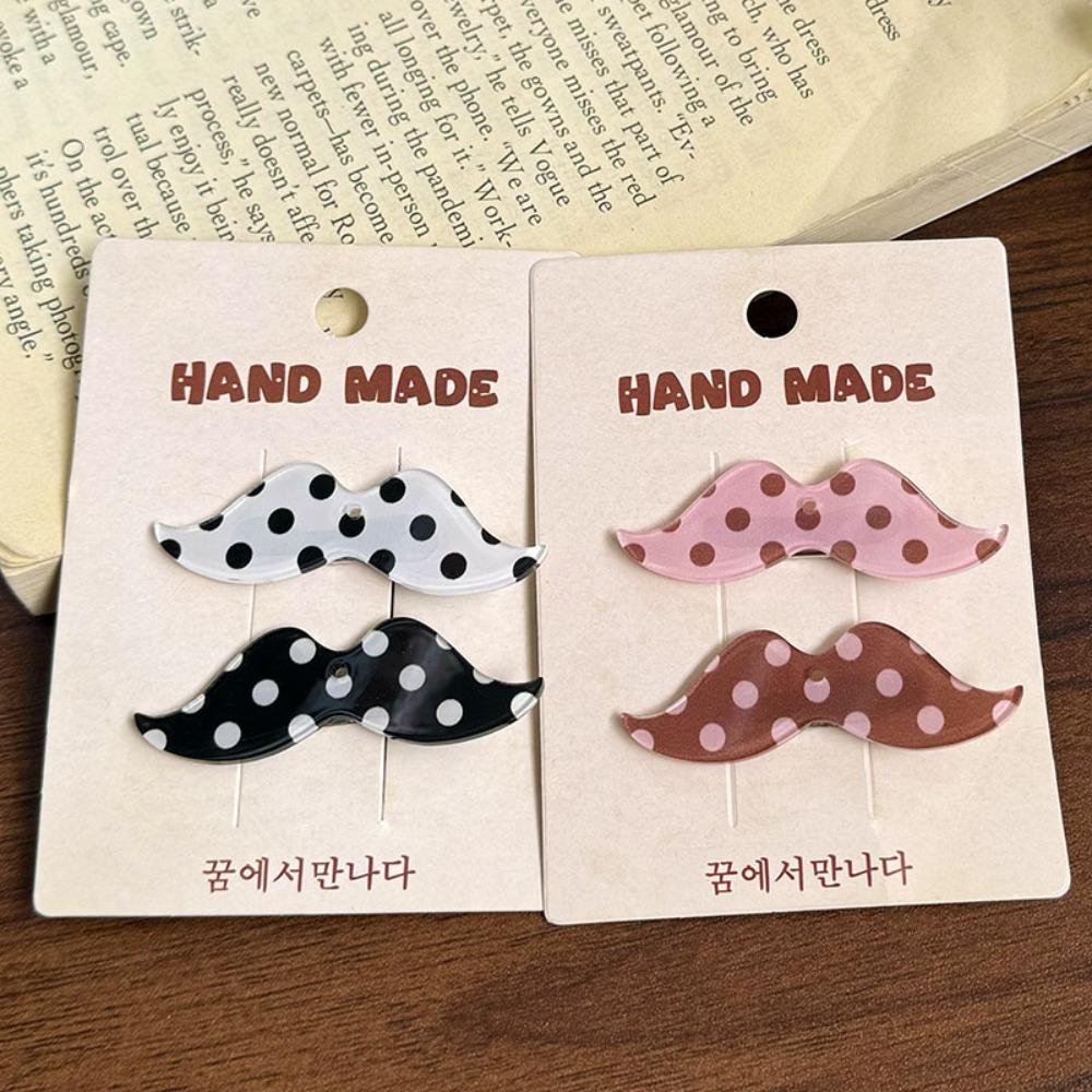 Polka Dot Bangs Clip Acrylic Snap Clip Fashion Beard Shape Hair Clips For Women Girls