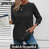 JPNTKY Women's Fashion Casual Solid Color Print Long Sleeve O-Neck Blouses & Shirts
