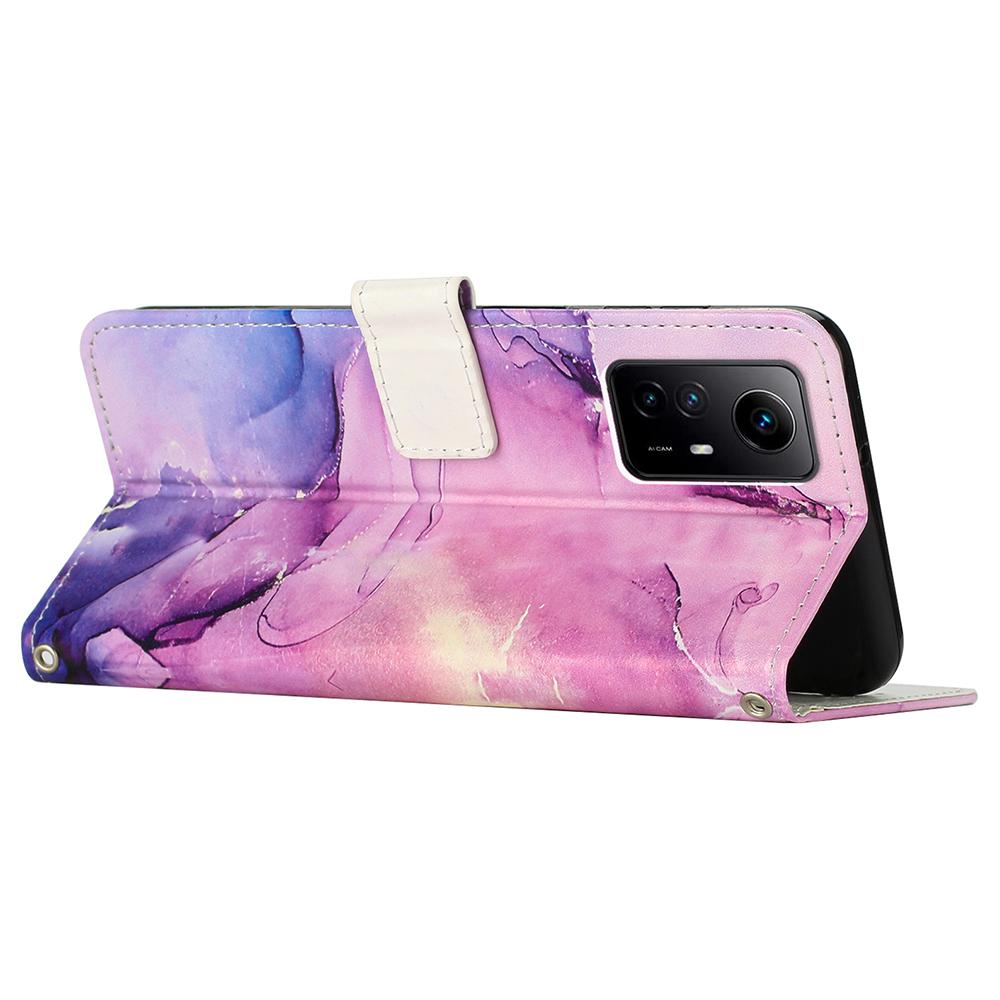 For Xiaomi Redmi Note 12S 4G Marble Pattern Wallet Case PU Leather Stand Phone Cover with Wrist Strap