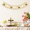 Bumble Bee Banner Burlap with Daisy Flower Bunting Happy Bee Day Decorations Garland Bumblebee Party Decorations for Baby Shower Birthday Supplies