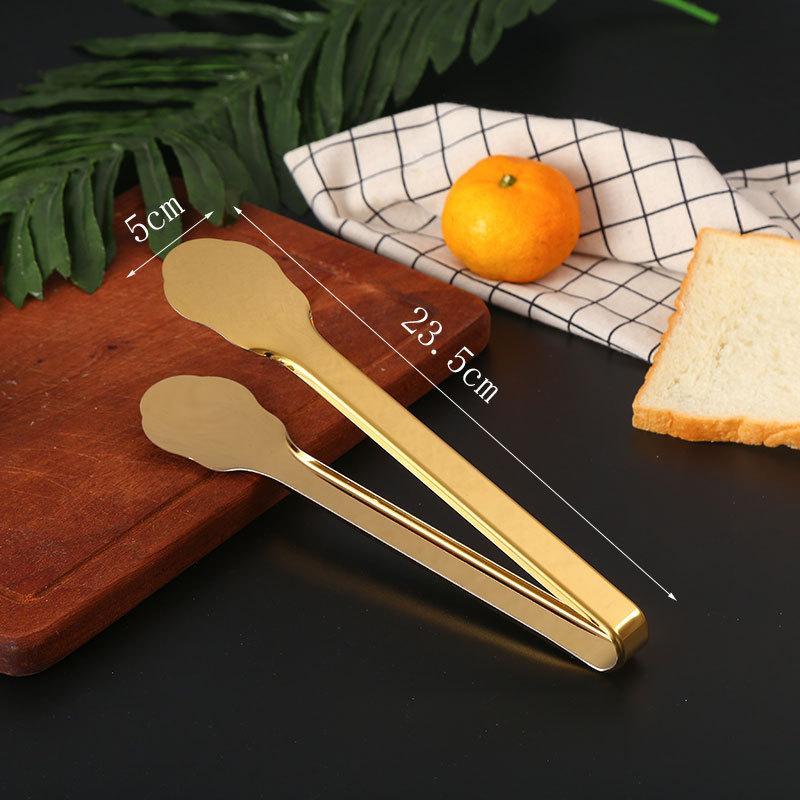Edelstahl Gold Lebensmittelzange Hitzebeständig Rutschfest Mehrere Stile Für Küche Backen Servieren Grillen Abendessen
