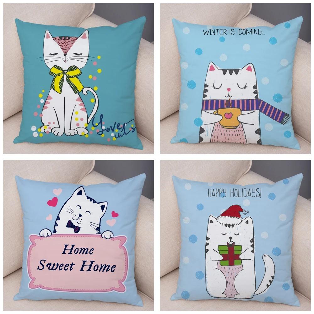 Colorful Pet Cat Decorative Pillowcase Office Living Room Car Ornaments Home Pillowcase