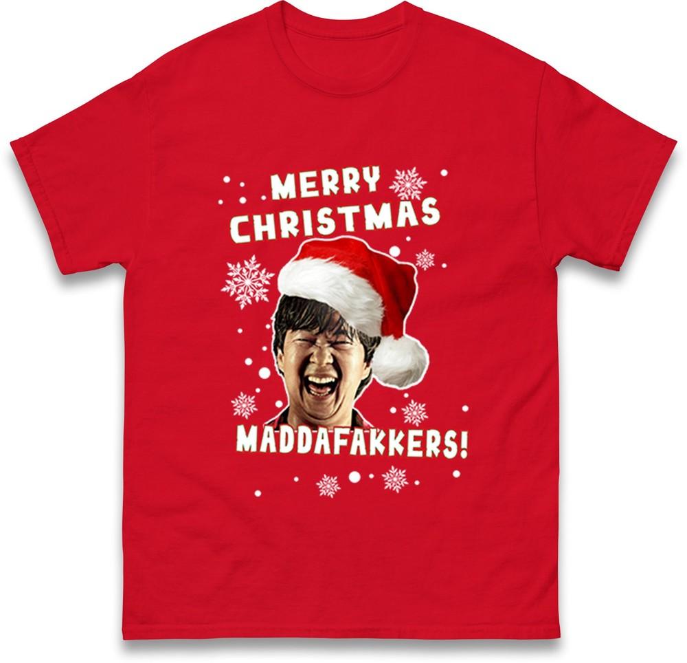 Merry Christmas M T Shirt Funny Christmas Chow Hangover T Shirt S