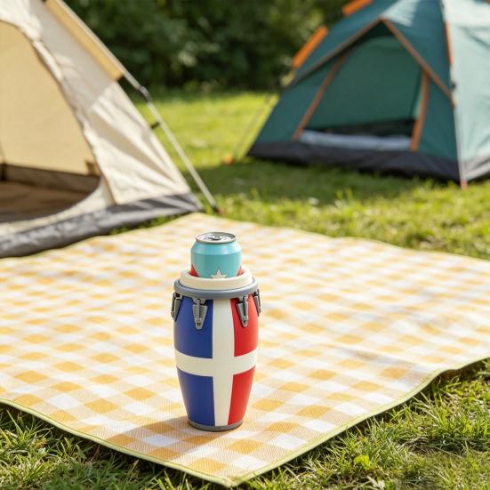 Conga Style Soda Can Holder 3D Printed Classic Drum Shape Flag Pattern 12Oz Standard Cola Beverage Beer Can Holder