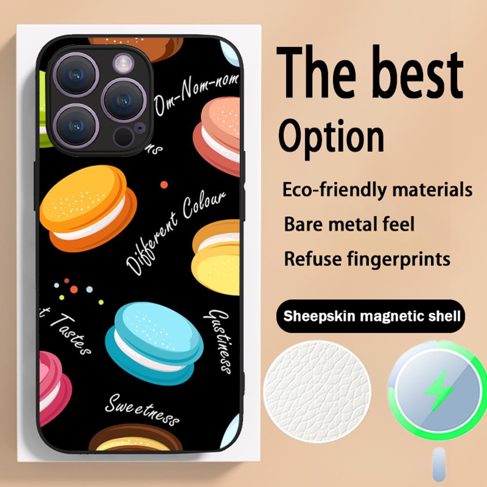 

Macaron Cute pink girl pattern Phone Case For iPhone 16 15 14 13 12 11 Plus Pro Max High-end Luxury Magsafe Sheepskin iPhone 11