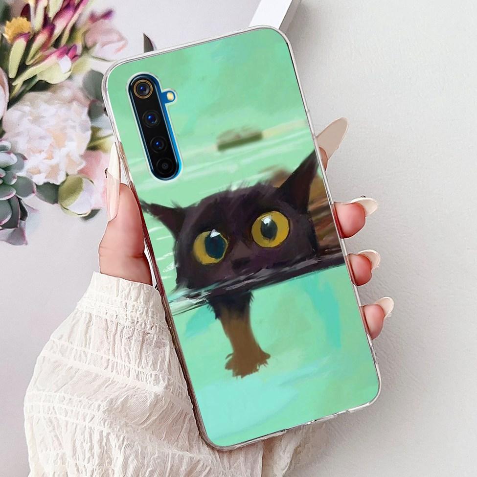 6.6" For Realme 6Pro RMX2061 RMX2063 Back Cover For Realme 6 Pro Case Clear Luxury Fashion Cute Cat Cool Funny Soft TPU Bumper