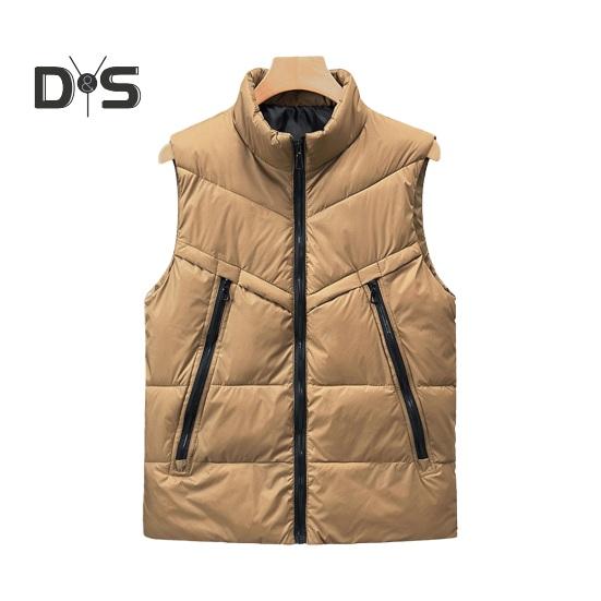 

Мужской жилет с воротником-стойкой, без рукавов, застежка-молния, жилет с карманами, однотонный утолщенный стеганый хлопковый жилет, куртка M хаки