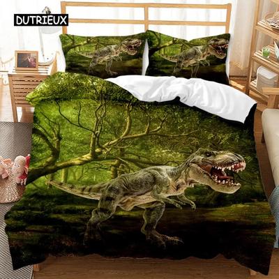 Jurassic Dinosaurier Bettbezug Tyrannosaurus Rex Wilde Kreaturen Raubtiere Bettwäsche Set Full Queen King Polyester Bettbezug